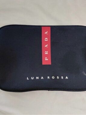 Prada Black Nylon Beauty Pouch with White Logo
